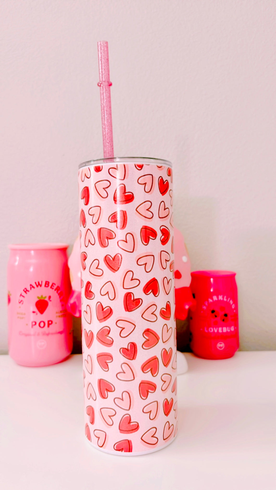 Scattered hearts sublimation tumbler