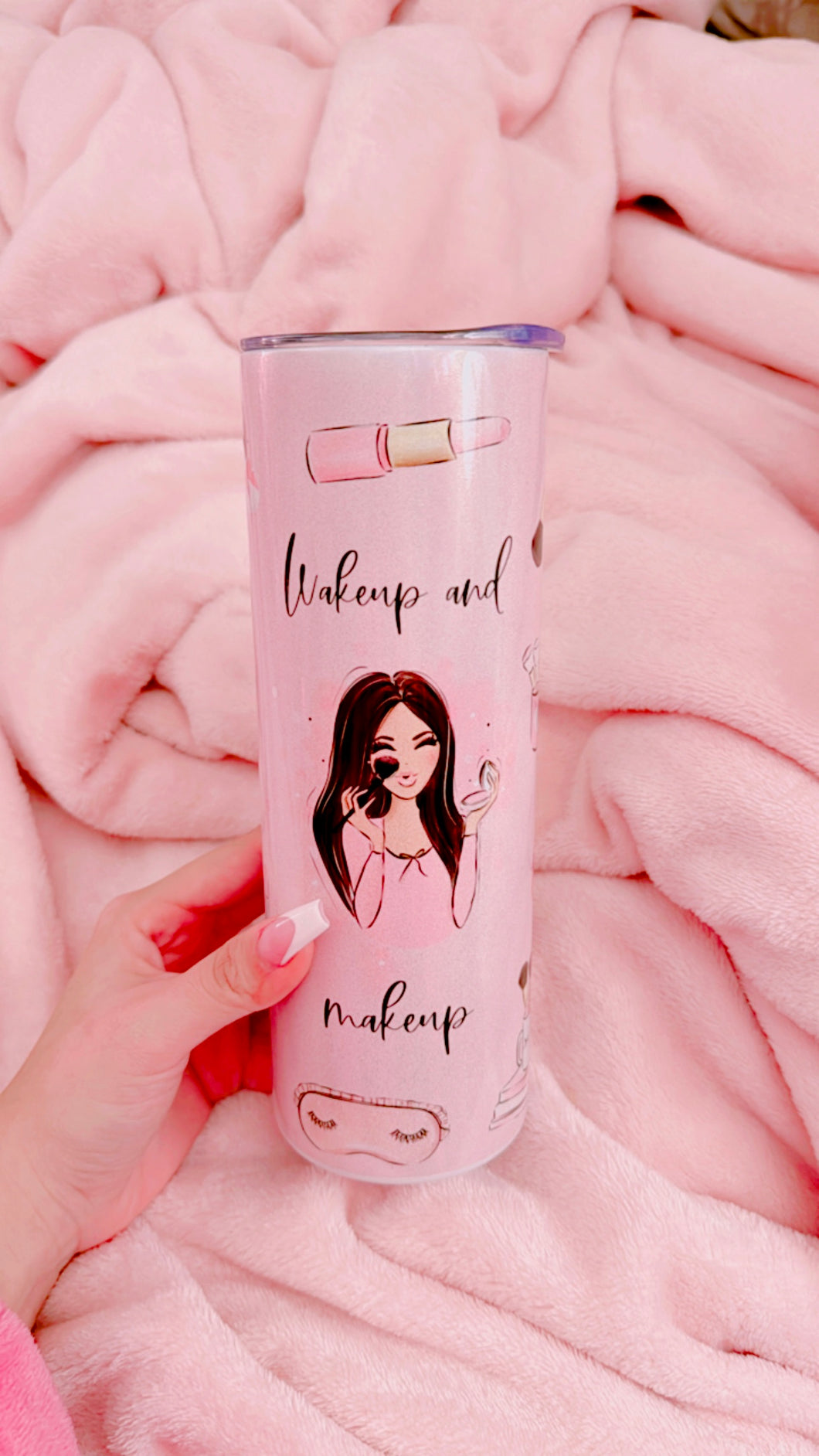Wake-up and makeup sublimation tumbler