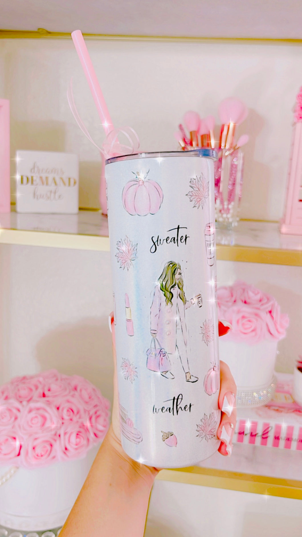 Sweater weather sublimation tumbler (PINK EDITION)