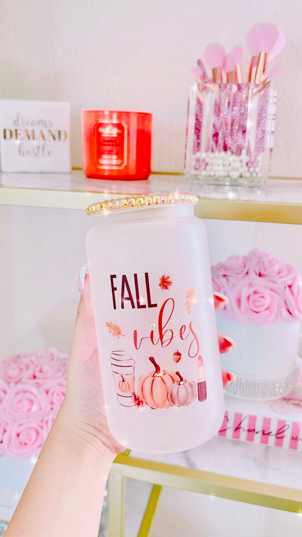 Fall vibes glass can