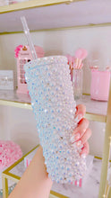 Load image into Gallery viewer, Pretty white pearl bling tumbler
