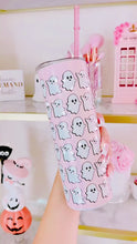 Load and play video in Gallery viewer, Pink sparkly ghosts sublimation tumbler
