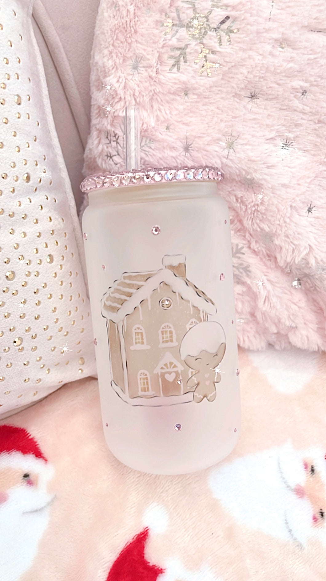 Gingerbread house glass can