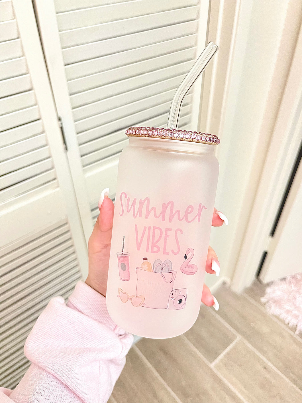Summer vibes glass can
